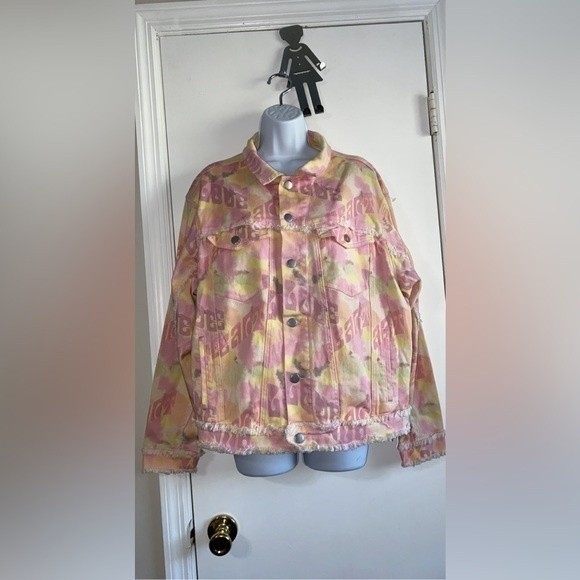 Princess Polly Pink Sweetheart denim jacket size 6 - Picture 1 of 5
